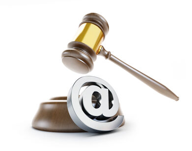 An image of a gavel and an at symbol