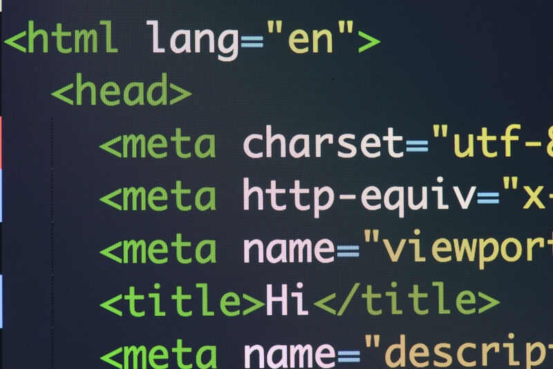 HTML email template code on screen