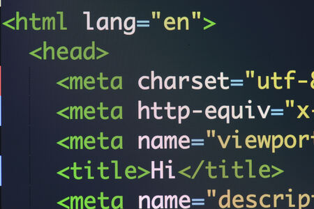 HTML email template code on screen