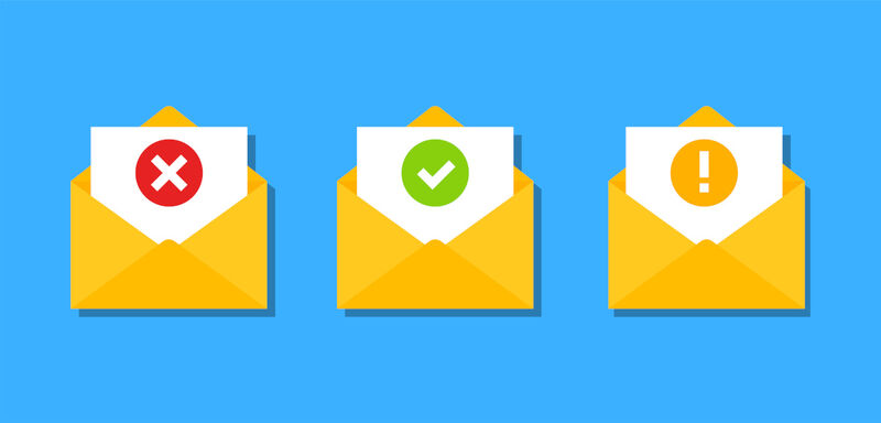 A picture of email envelopes with different delivery statuses